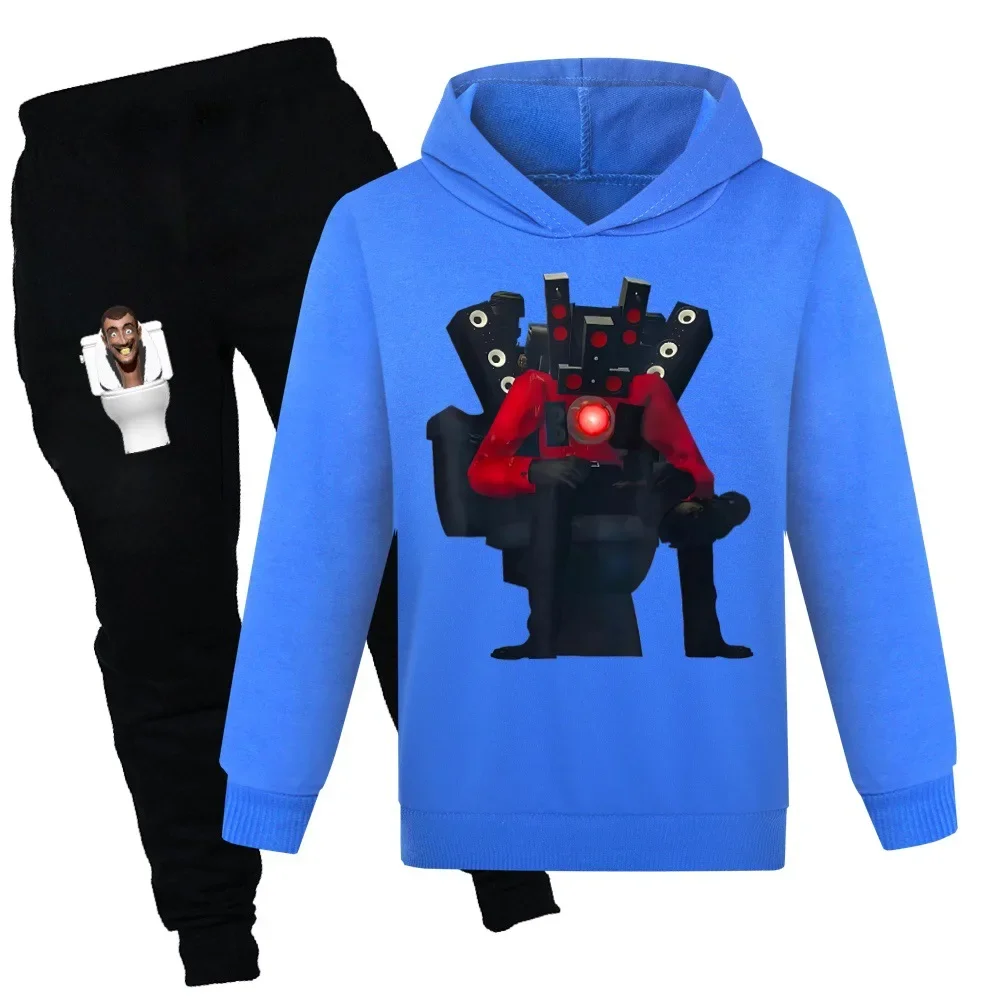 Game Skibidi Toilet Clothes Kids Hoody Sweatshirts+Pants 2pcs Sets Boys Cartoon Hoodies Teenager Girls Casual Outfits Sportwear