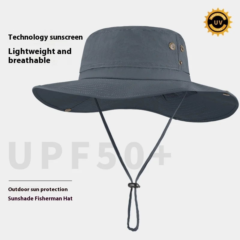 Summer Outdoor Fisherman'S Hat Men'S Nylon Large Brim Sun Hat Breathable Anti-Uv Big Head Circumference Sun Hat