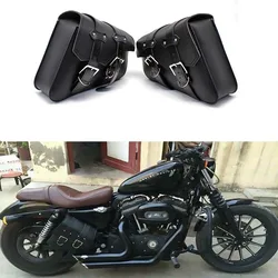 Black PU Leather Solo Saddle Luggage Bag with Mounting Straps Motorcycle Saddlebag For Harley Davidson Sportster XL883 XL1200