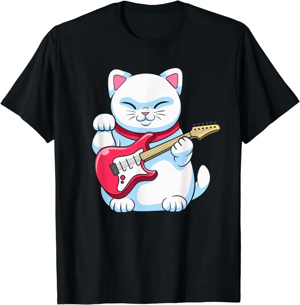 

Kawaii японский счастливый кот акустическая бас гитара Рок Музыка T-ShirtAnime узор одежда Y2K летние аниме Графические футболки для мужчин