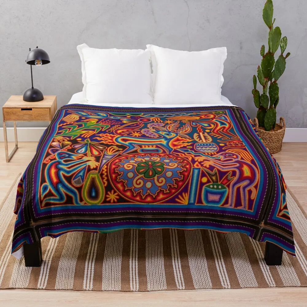 Huichol Throw Blanket Blankets For Bed fluffy Flannel Fabric Personalized Gift Blankets