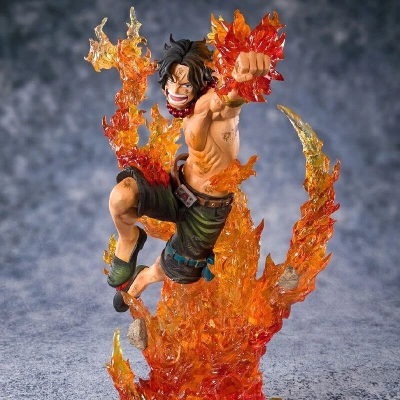 Pirate King Ruffy Ace Fire Fist Battle Actionfigur Modell Anime Desktop Ornament Sammlerspielzeug Geschenk für Männer Junge Fans präsentiert