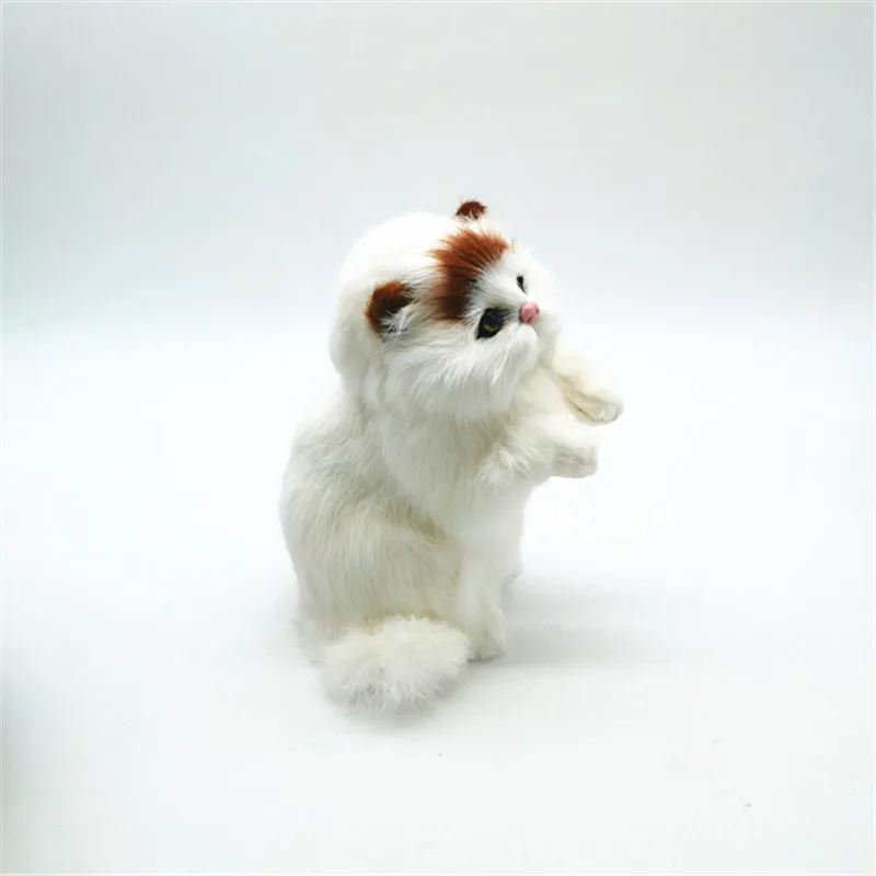 lovely plastic&furs simulation naughty cat model handicraft home decoration doll gift about 19x14cm a2923