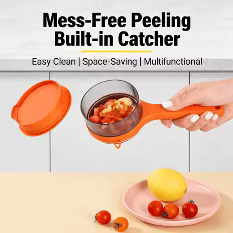 Multi-functional Fruit Vegetable Peeler with Peel Storage No Splashing Hanging Design Easy To Clean Potato Eye Remover Kitchen
