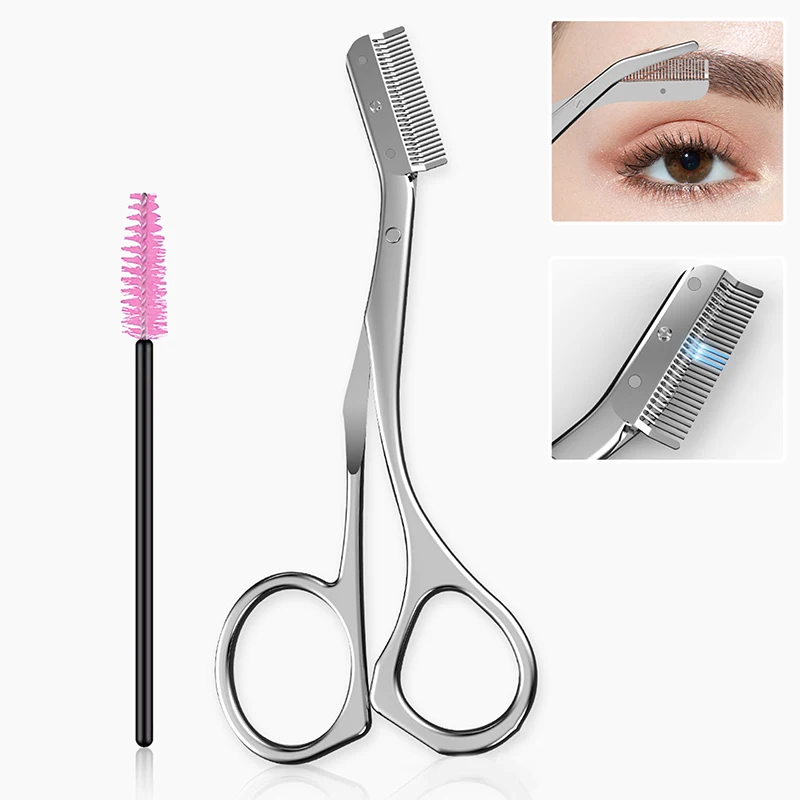 Eyebrow Trimmer Scissor Beauty Products For Women Eyebrow Scissors With Comb Stainless Steel Makeup Tools Beauty Scissors