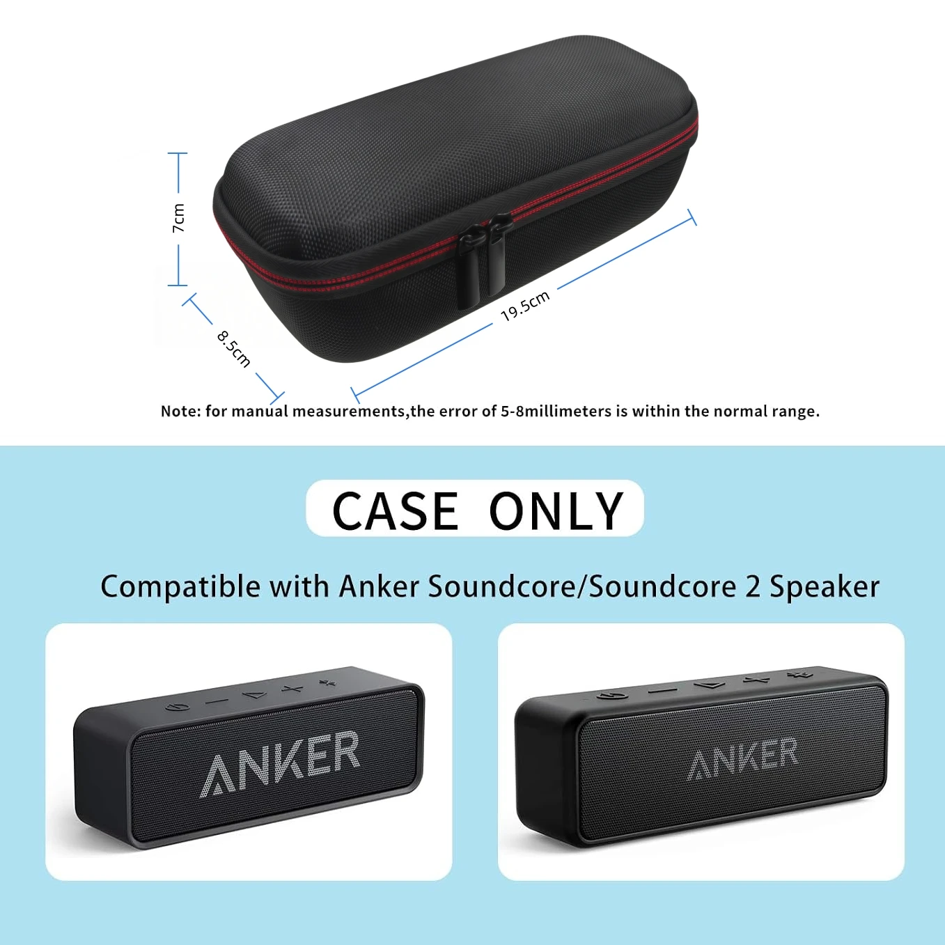 Tragbare EVA-Hartschalen-Aufbewahrungstasche Reise-Schutzhülle Sturzsichere Kratzfeste Tragetasche für Anker Soundcore 2/3 Tasche – Detail 2
