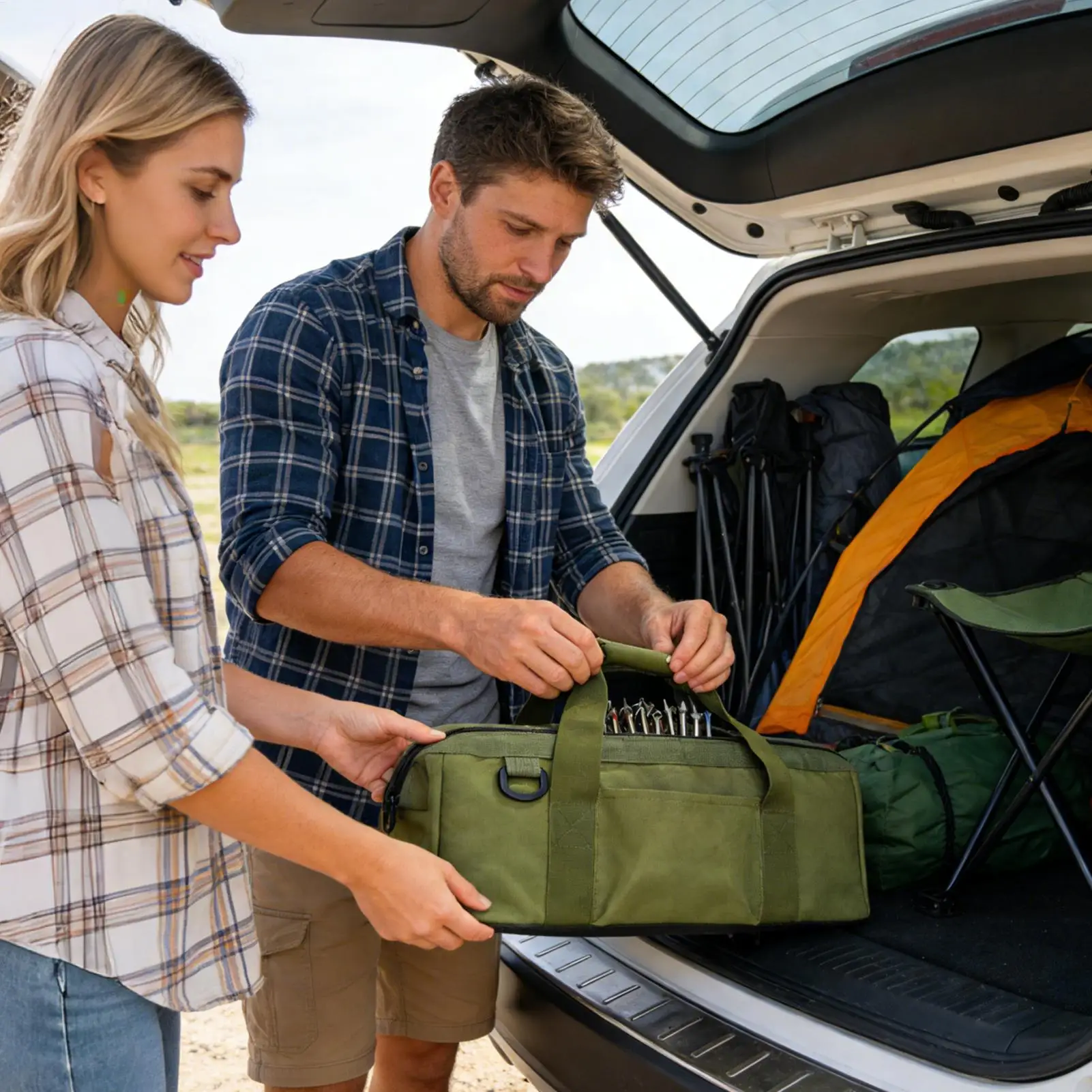 

Tent Stake Bag Large Capacity Multi-Functional Organizer Tent Stakes Storage Bag With Handle For Outdoor Hiking Camping Climbing