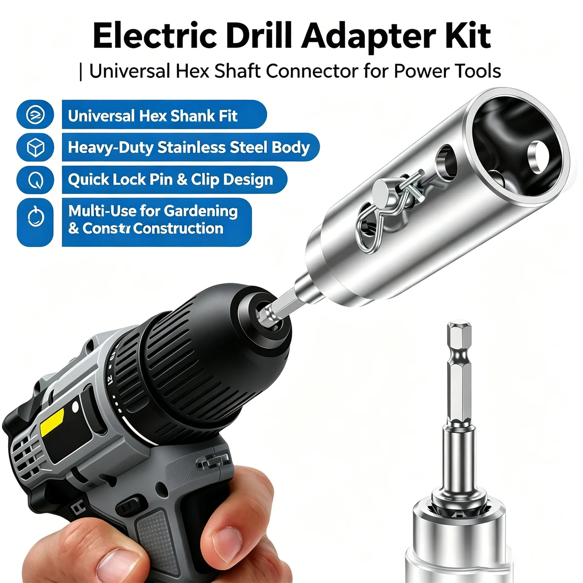 

Trailer Jack Drill Adapter 1 Inch Drive Shaft Compatible Easy Crank Jack Adapter Tool and 1/2 Inch Socket Bit Heavy Duty for RV