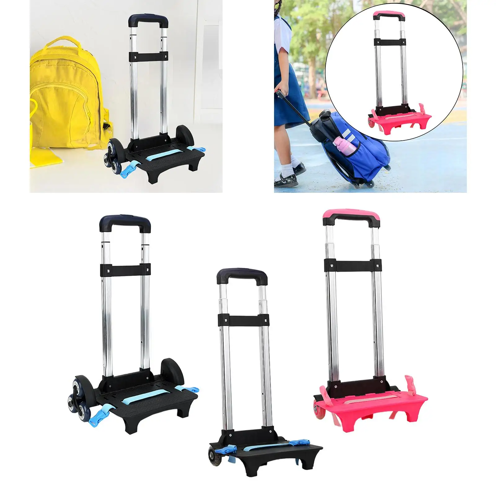 Backpack Hand Truck Backpack Trolley Foldable, Telescopic Rod, Backpack Cart, Luggage Cart Folding Trolley Cart for Shopping