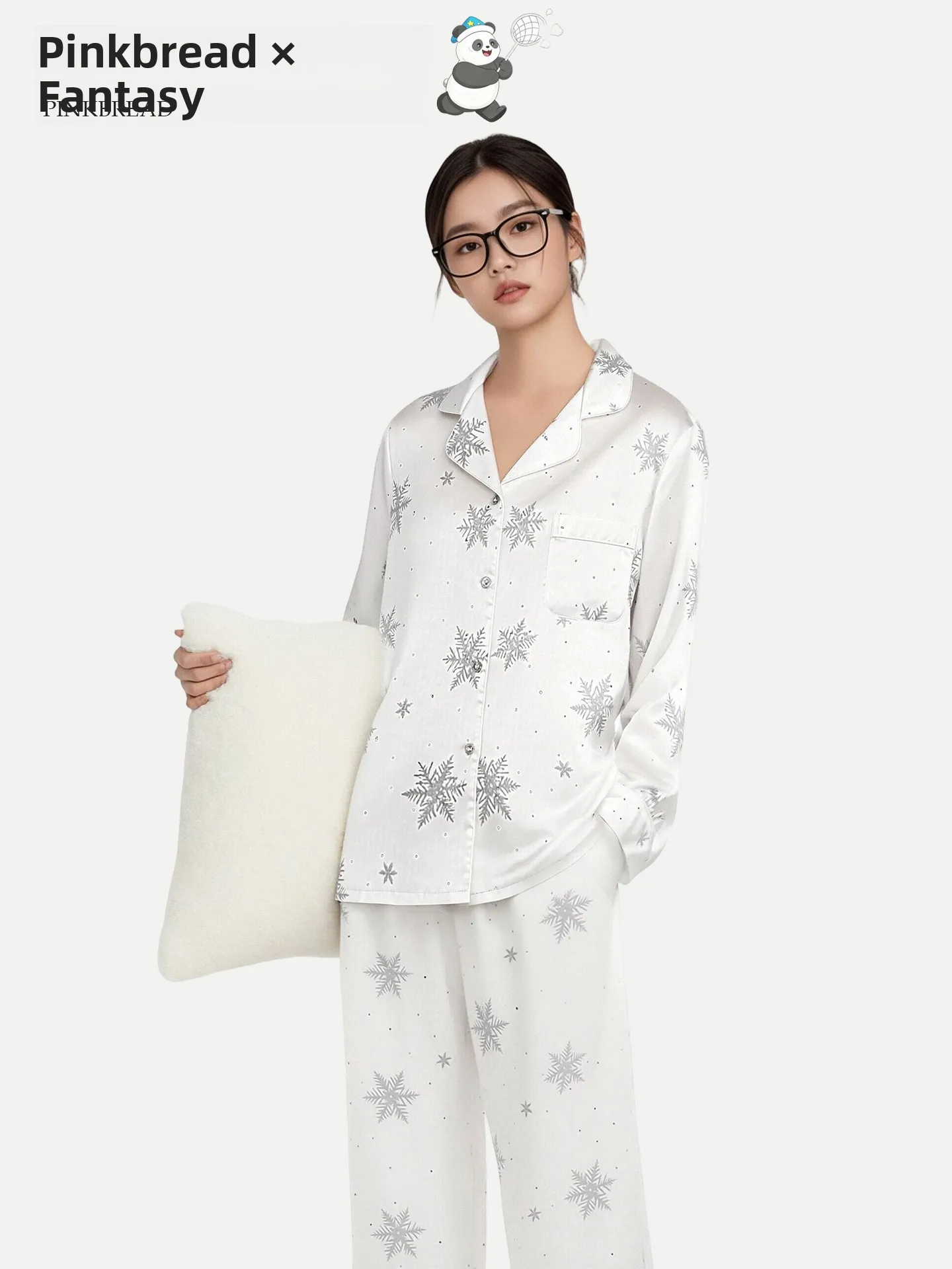 

PinkBread Luxury Silk Sleepwear Long Sleeve Home Clothes for Women Cool Feeling Suitable for Outdoor Spring Summer Home Clothes