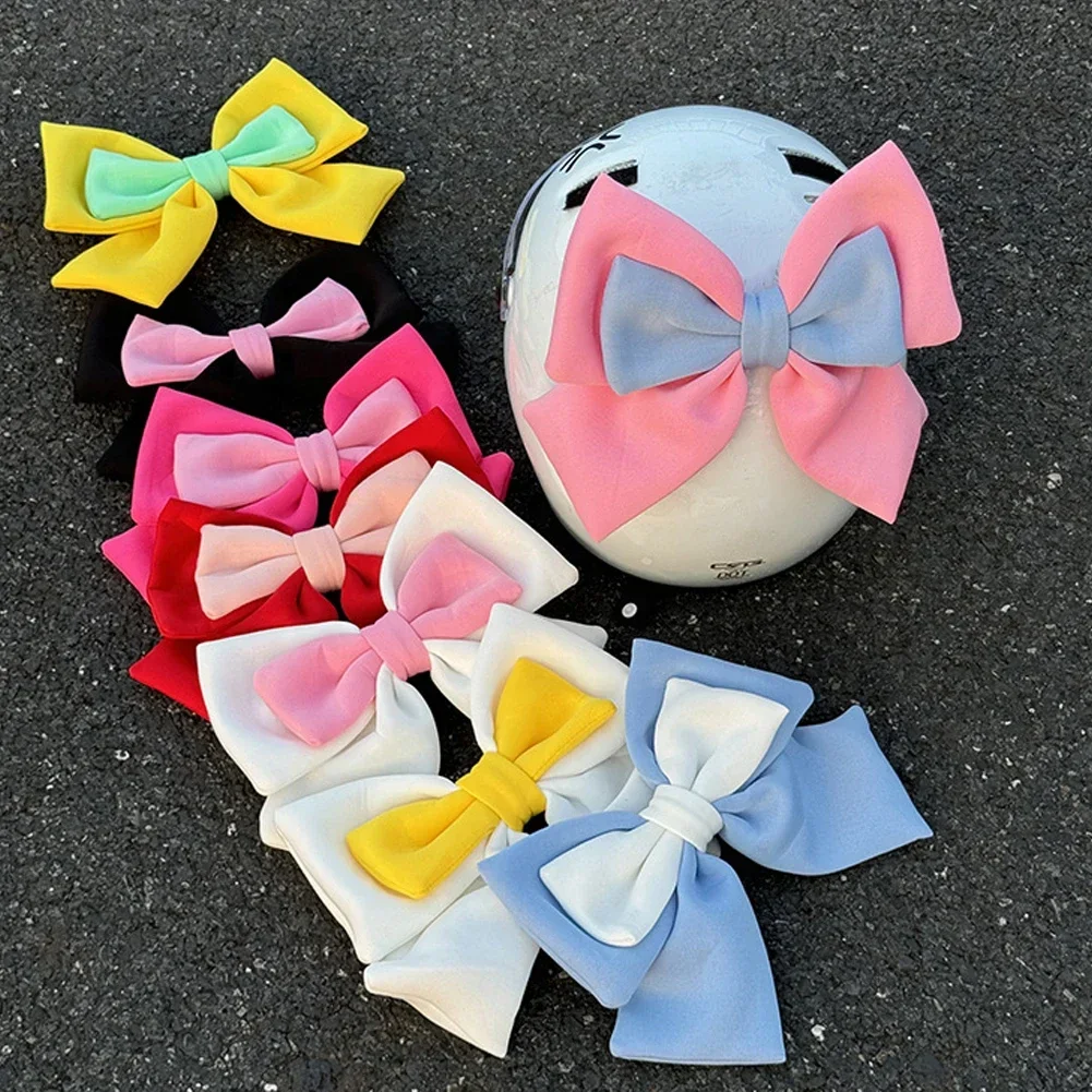 3D Dual-color Big Bowknot Helmet Decoration for Girls Bow Cloth Satin Ribbon Helmet Decoration Motorcycle Helmet Accessories
