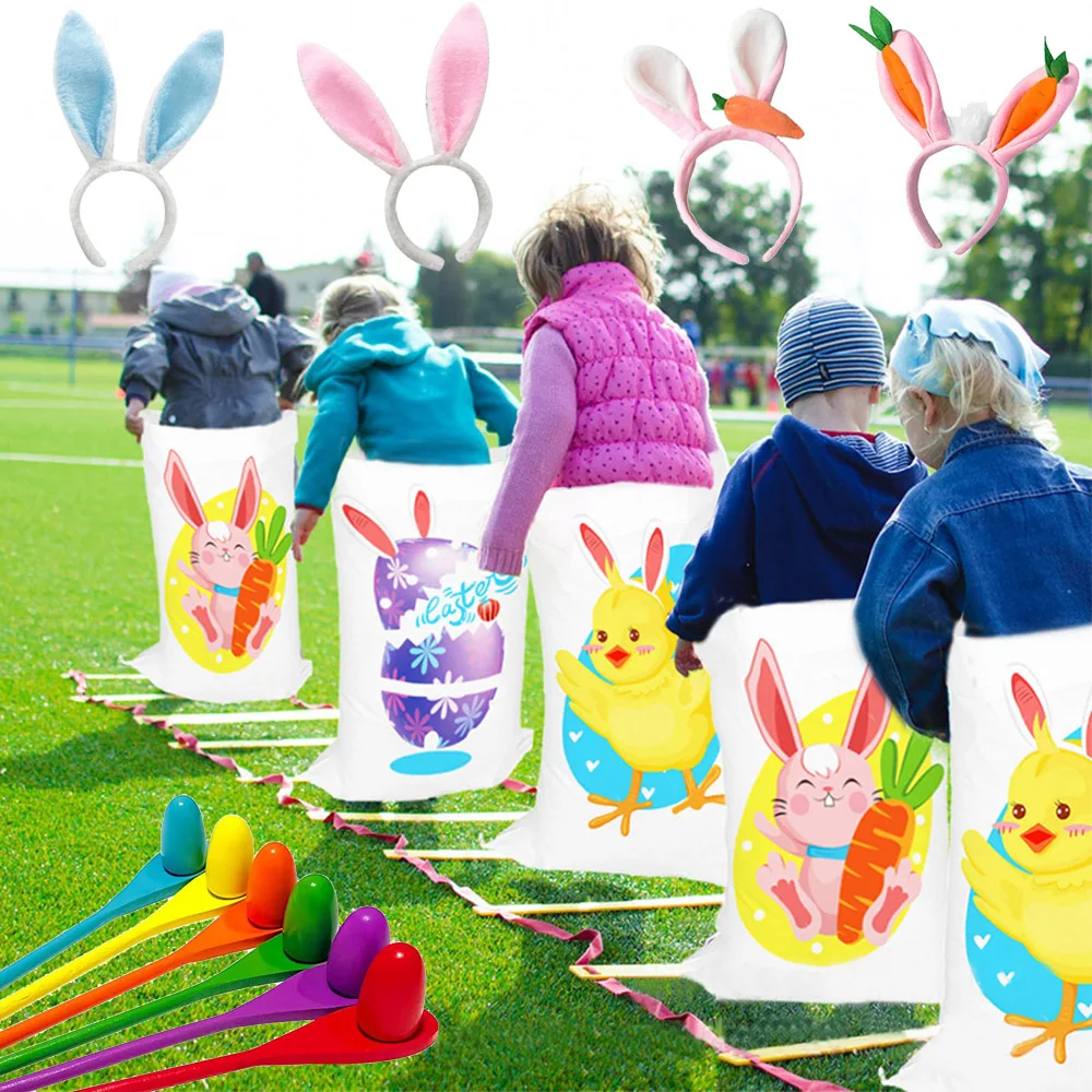 

Easter Party Potato Sack Race Jumping Bags Bunny Kids Easter Theme Easter Eggs Hunt Game Party Favor Party Supplies Family Games