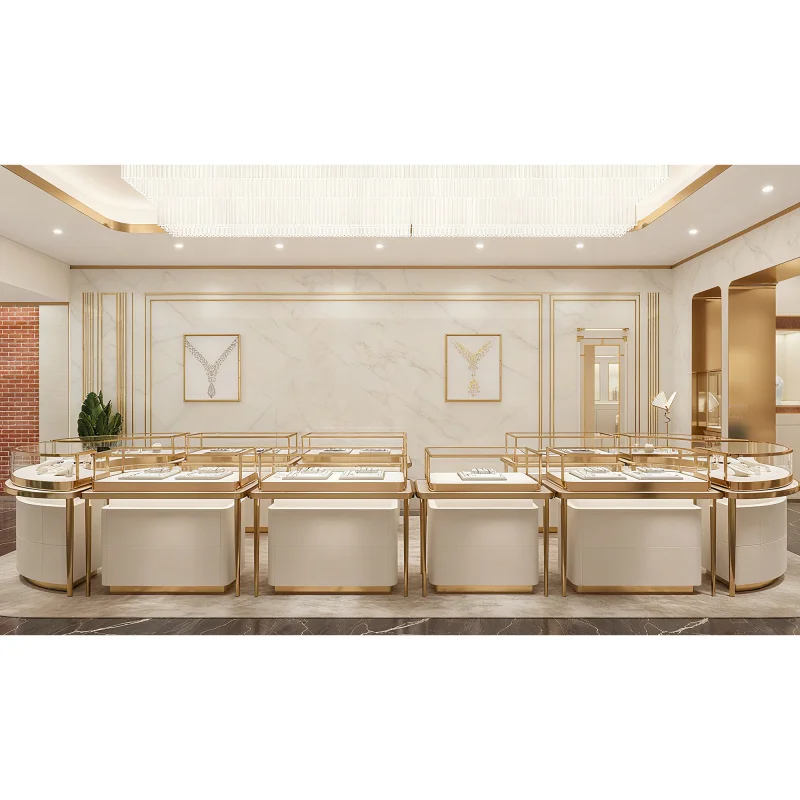 custom.Jewelry Showcase Store Vitrine Show Jewelry Display Glass Luxury Display Cabinet Store
