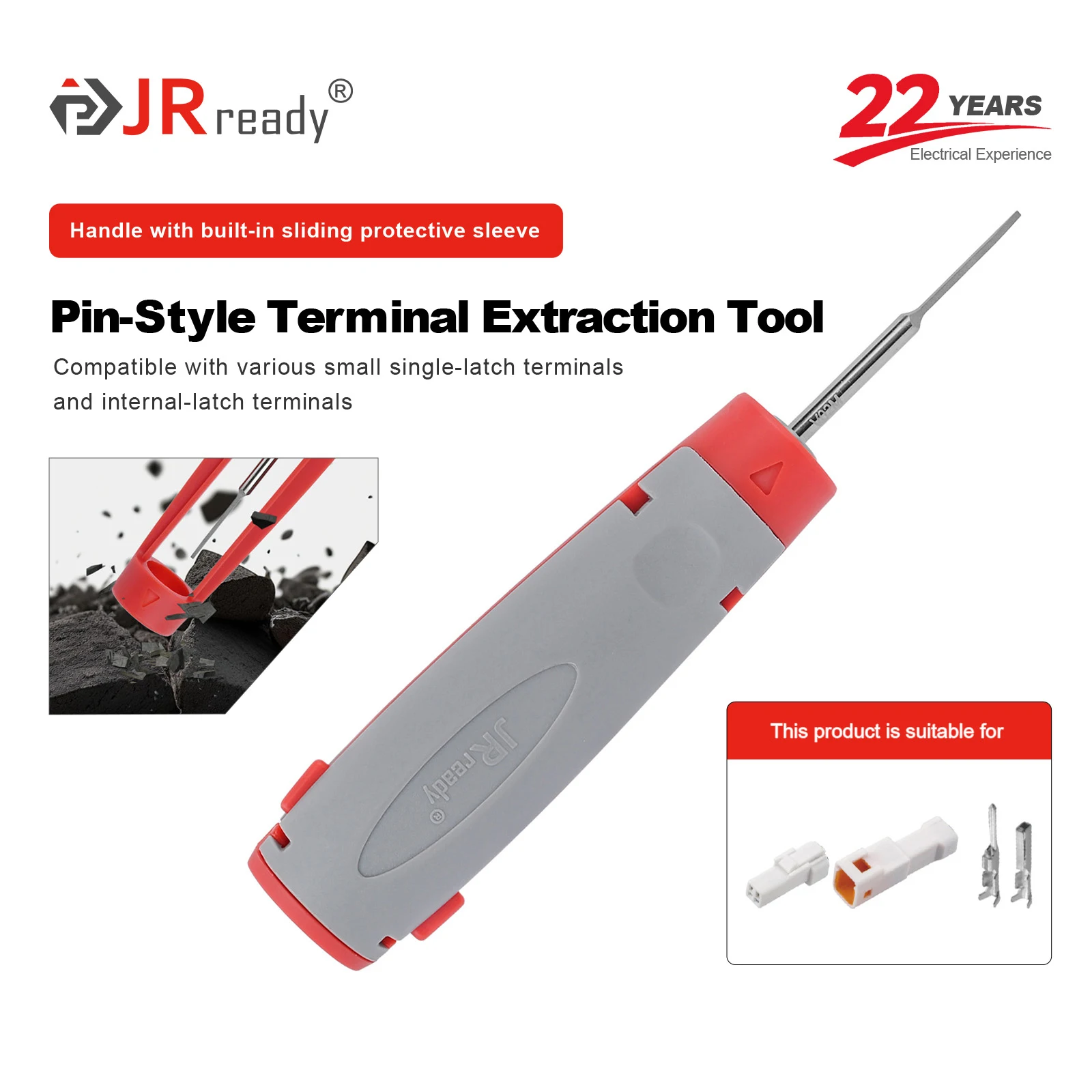 JRready JRconDRK-V02M Stiftextraktionswerkzeug Geeignet für Verschiedene Kleine Einzelfederklemmen oder Interne Federklemmen