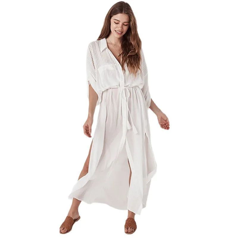 Women Beach Cover Up Knit Tunic Summer Sexy Crochet Dress Swimwear Cover Up Bikini Wrap Sun Protection view 5