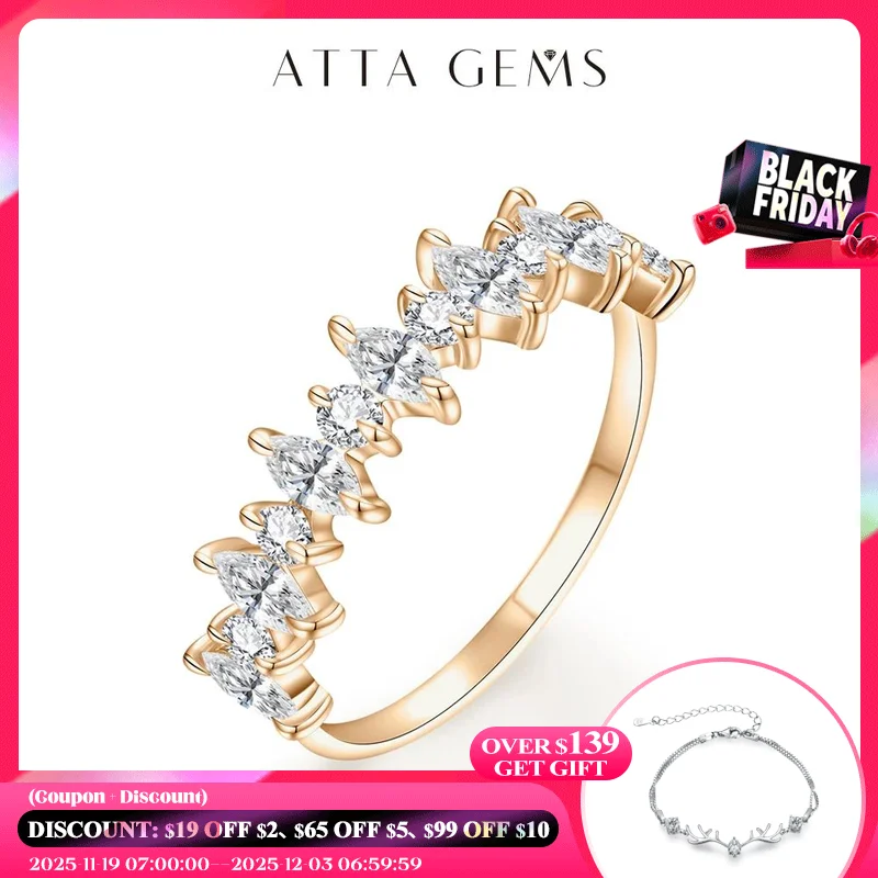 

ATTAGEMS 4*2 D Color 925 Sterling Silver Moissanite Ring for Women Passed the Diamond Tester Engegament Wedding with Certificate