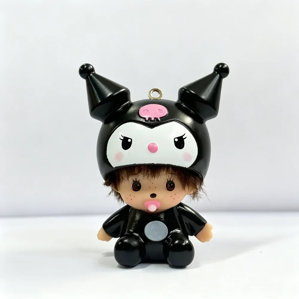 Cartoon Monchhichi Kitty Kuromi Schlüsselanhänger Niedlicher Mädchenhafter Anhänger Langlebiger Kunststoff Studenten-Taschenanhänger Geschenk Auto-Dekoration – Detail 6
