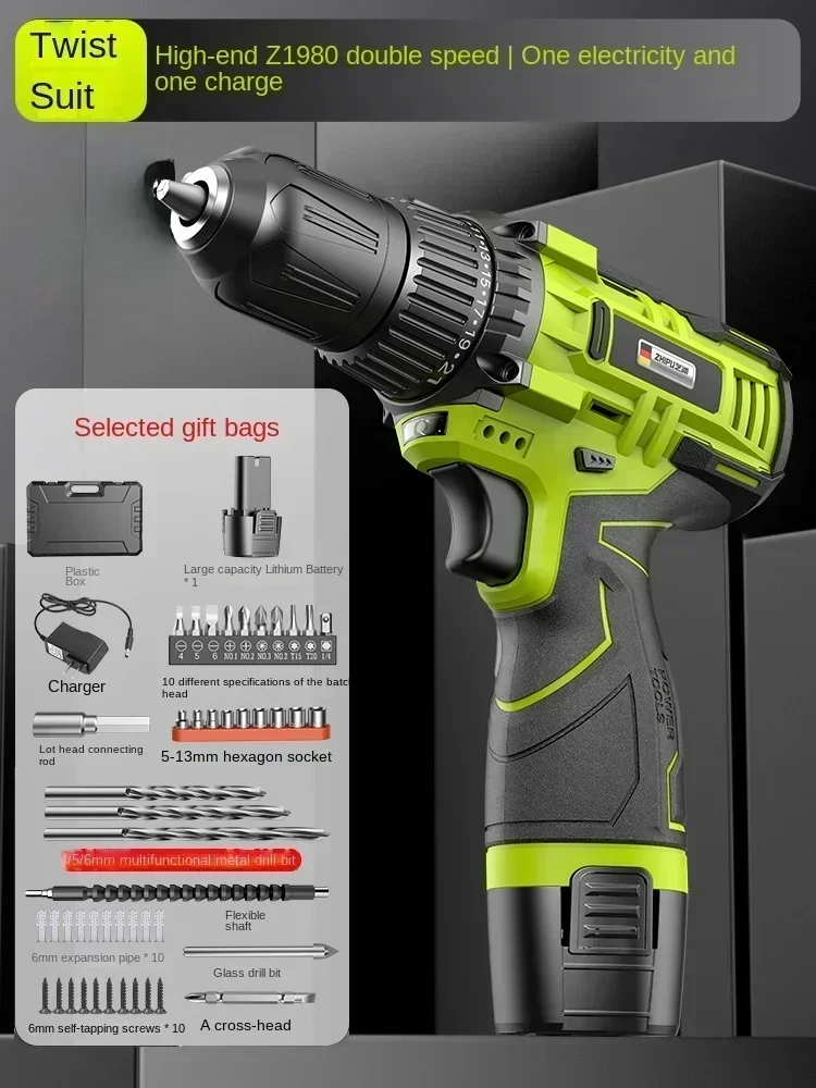 Cordless Drill with Lithium Ion Battery and Impact Drill Function for Home Use