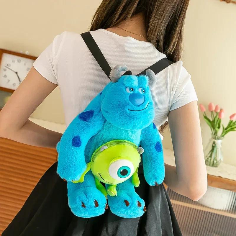 35cm Monsters University Inc Cartoon Backpack James P Sullivan Mike Wazowski Children Baby School Bag Stuffed Plush Toys Doll