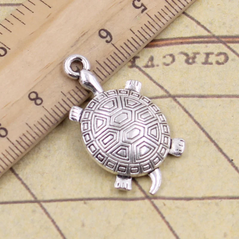 10pcs Charms Tortoise Turtle Sea 34x20mm Tibetan Bronze Silver Color Pendants Crafts Making Finding Antique Jewelry DIY Necklace