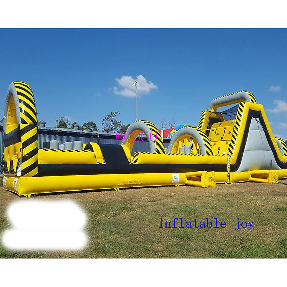 Jeu de course d'obstacles gonflable, toboggans gonflables géants, jeu de travail en équipe, jeux commerciaux, 15x3m