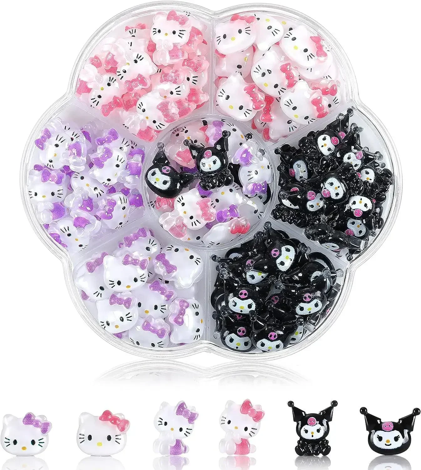 70 Pieces of Sanrio New Nail Rhinestones Hello Kitty Kawaii Cartoon Kuromi Nail Jewelry Charm Set Gemstone Nail DIY Gift