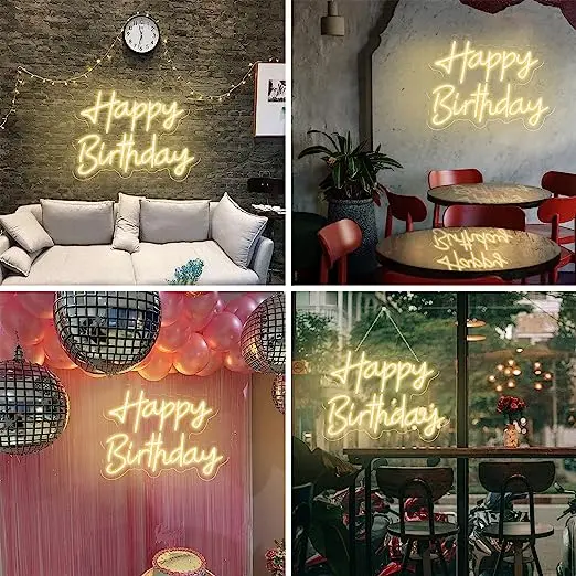 Buon compleanno Insegne al neon a led Decorazioni per feste Decorazioni da parete per la stanza Decorazioni per matrimoni per feste Bar Club Saluti Festeggia le luci al neon Insegna a LED