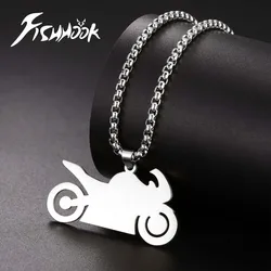 Motorbike Necklace for Men Woman Father Dad Boy Motorcycle Rider Racing Stainless Steel Strong Box Chain Jewelry Christmas Gifts