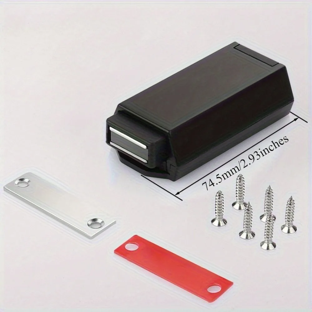 4PCS Heavy Duty Push to Open Cabinet Catches Hidden Magnetic Door Lock Catch, No Handle Needed, Self-Adhesive or Screw