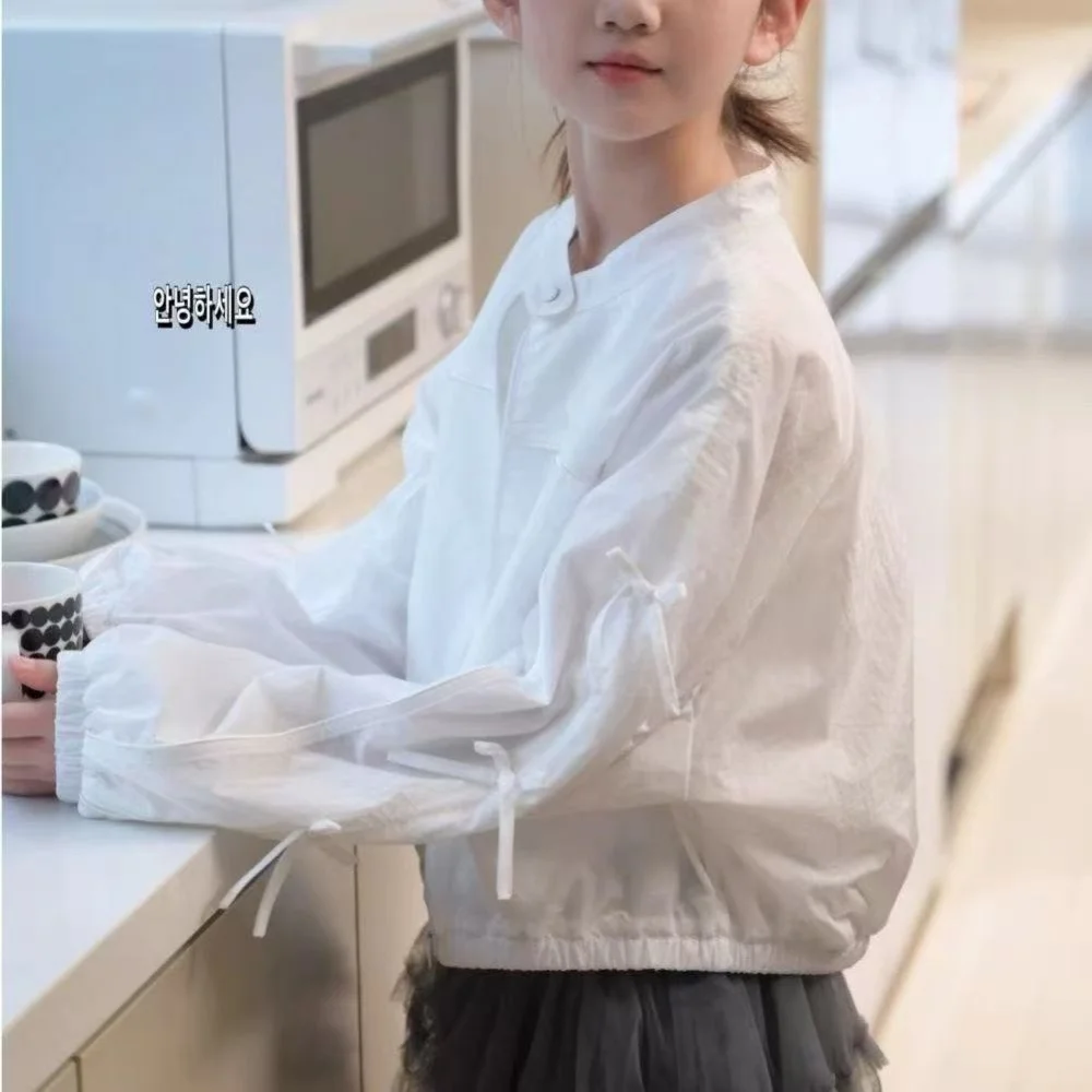 Sweet Girl Bow Temperament Jacket 2026 New Style Girls' Spring and Summer Fashion Jacket Children's Top