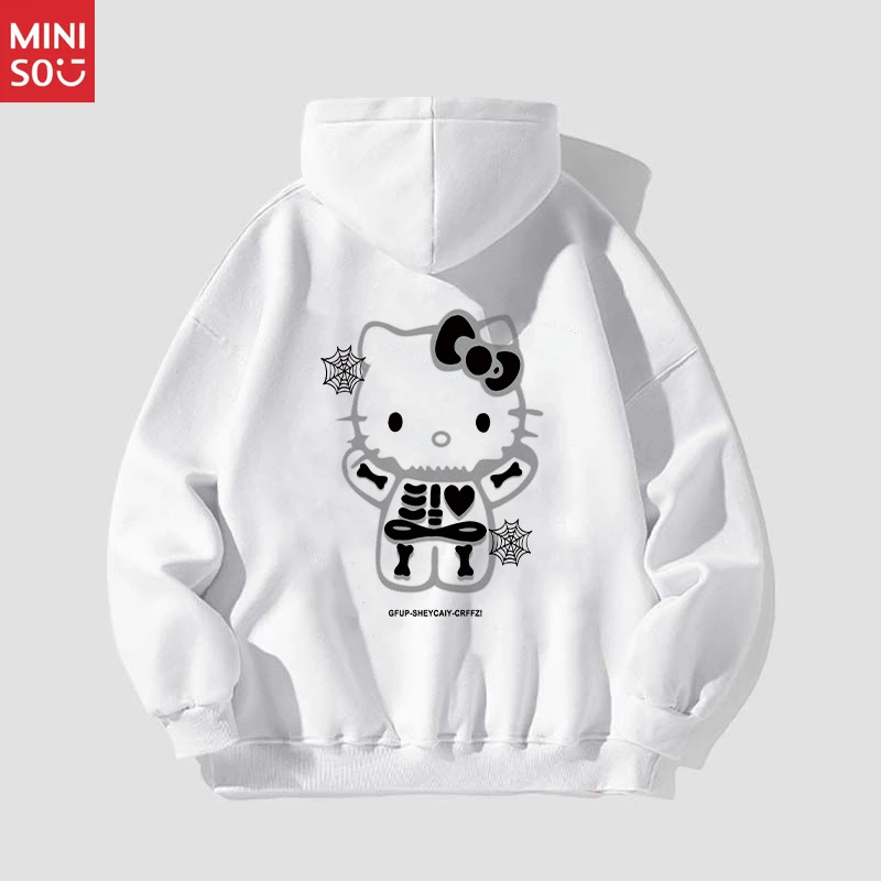 سترة بغطاء للرأس من Miniso Sweet Cool Hello Kitty، للجنسين في أوائل الخريف، سترة Ins Style