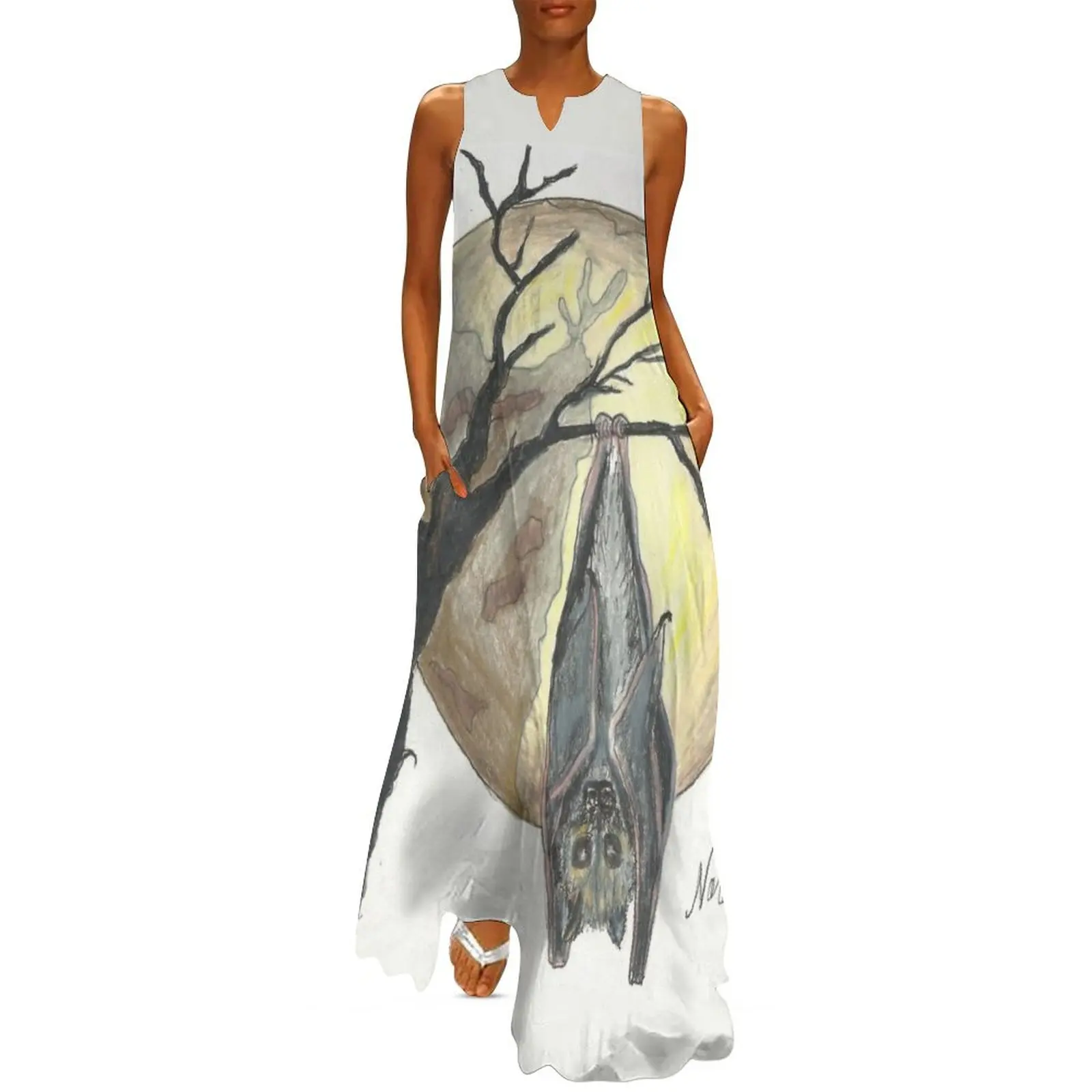 

Full Moon Bat Long Dress Women's dresses Summer skirt luxury woman evening dress women's elegant loose dresses Dress