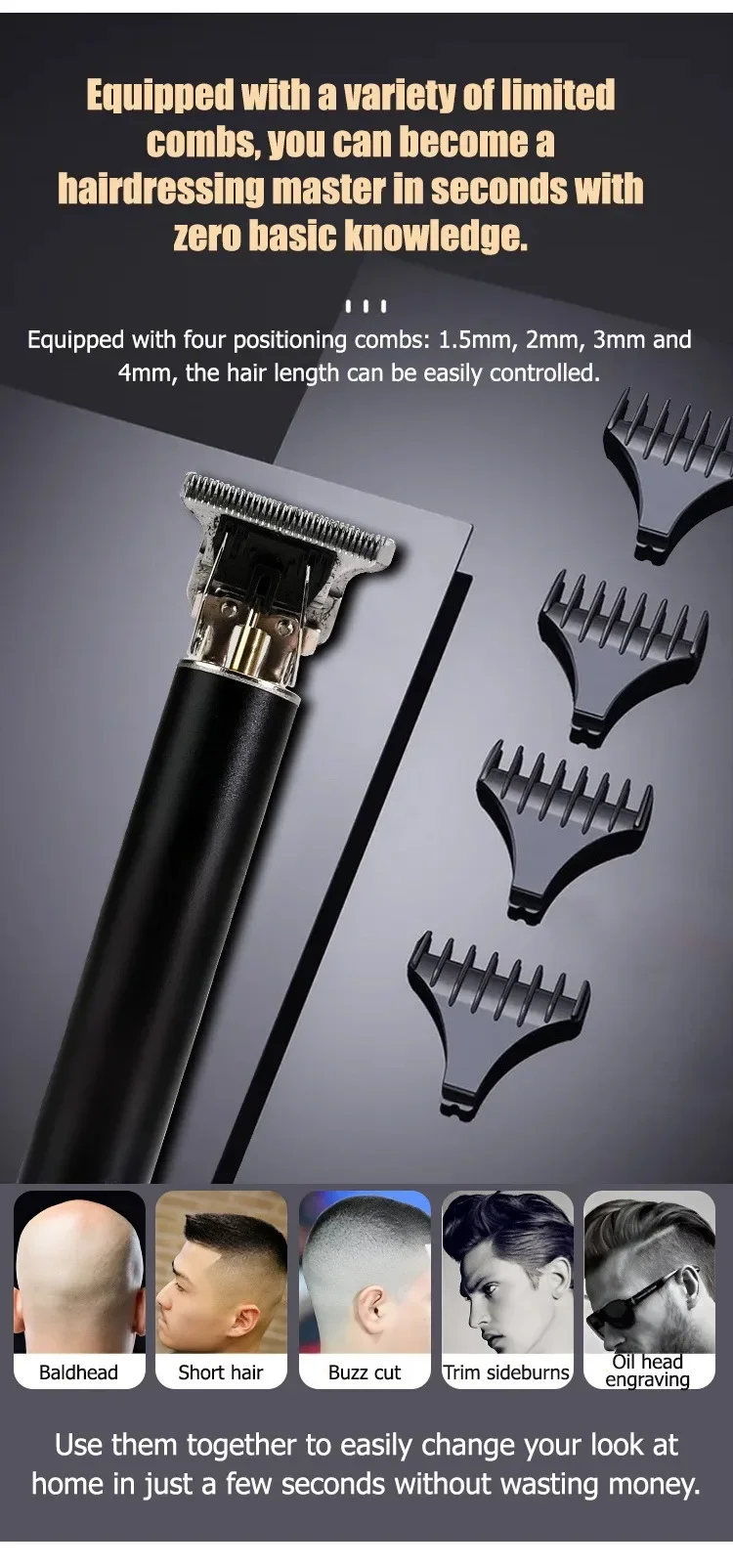 Elektrische Haarschneidemaschine Vintage T9 Clipper Haar wiederaufladbar Mann Rasierer Trimmer für Herren Friseur professioneller Haarschneider – Detail 4