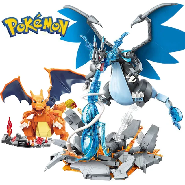 Pokemon Evolution Super Charizard X Model Building Blocks Bricks Kits Set Pikachu Greninja Cartoon Anime Figures Toys Kids Gift