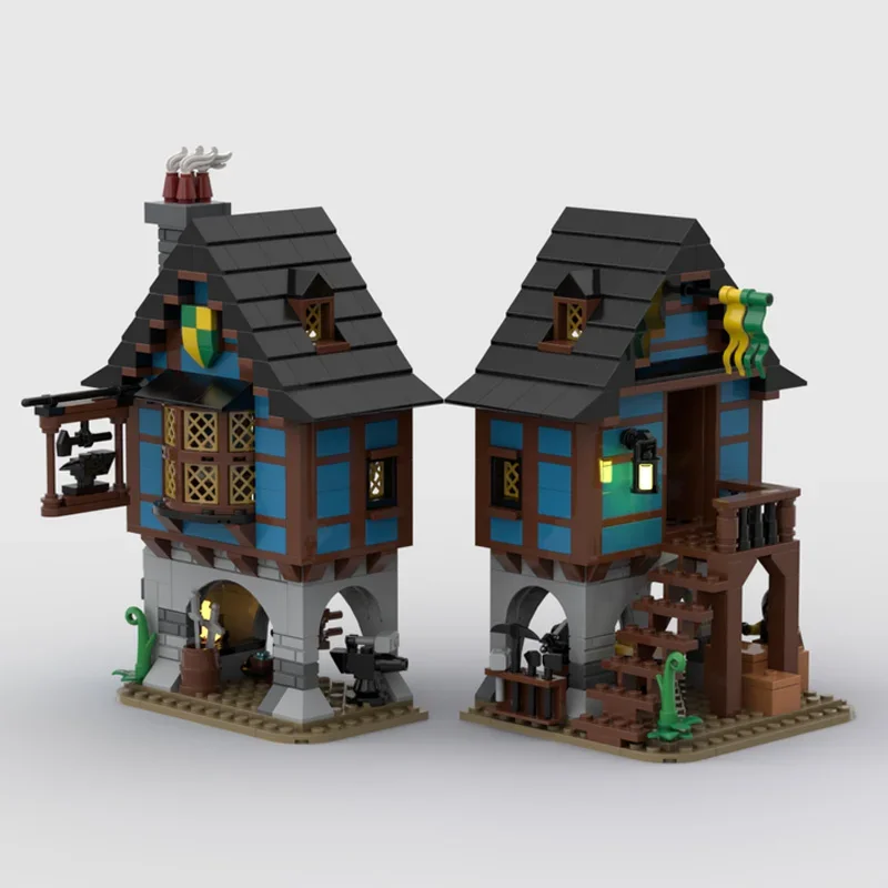 

MOC building blocks Toys Blacksmith Model of Medieval Alley 658pcs Creative holiday gift for all architecture lovers home decor