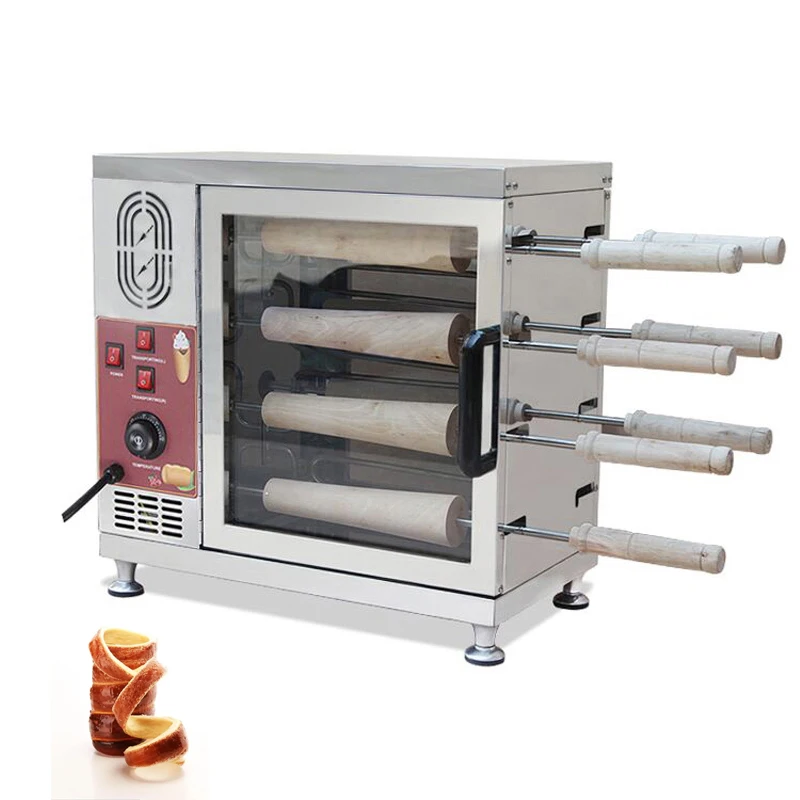 

Chimney Cake Roll Oven Machine 8 Roller Hungarian Funnel Cake Kurtos Kalacs Machine Stainless Steel Horn Cake Oven Machine