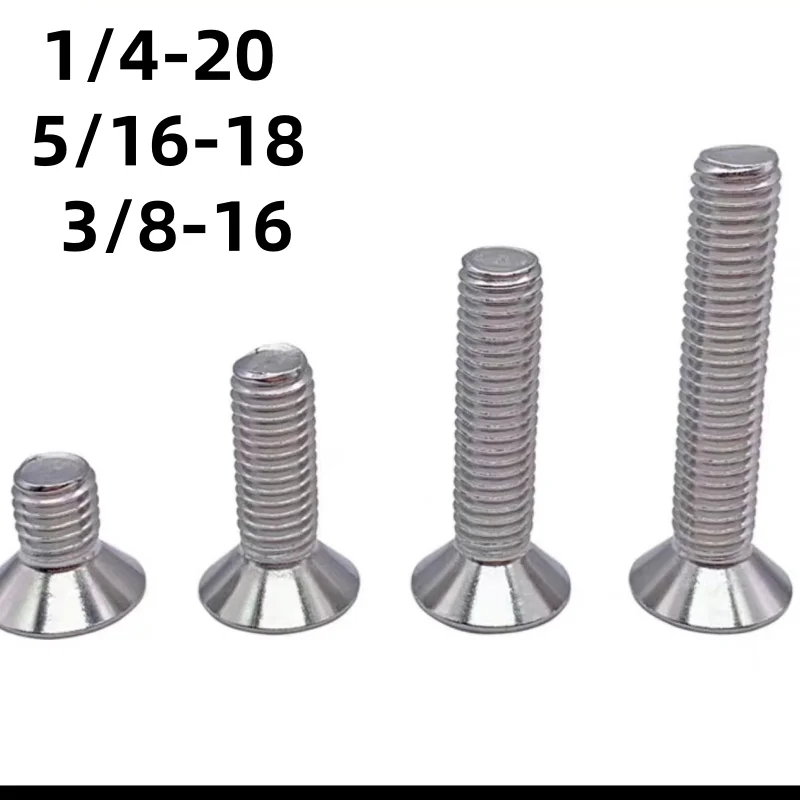 20 Pieces  1/4-20 5/16-18 3/8-16 UNF 304 Imperial Flat Head Hex Socket Cap Screw Stainless Steel  Bolts