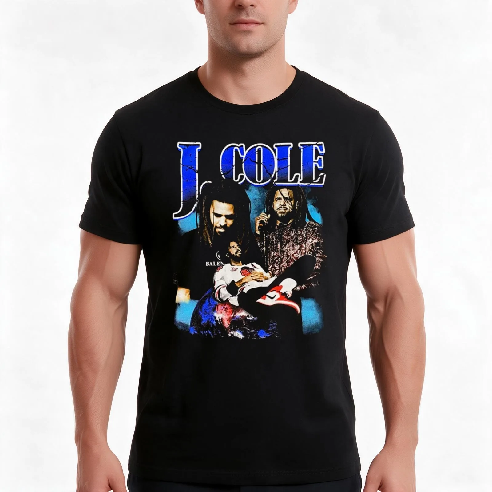 J Cole Rap Hiphop T-Shirt, Summer Casual Cotton Tee, Oversized Streetwear Tops, Vintage Graphic Print, Loose Fit Short Sleeve