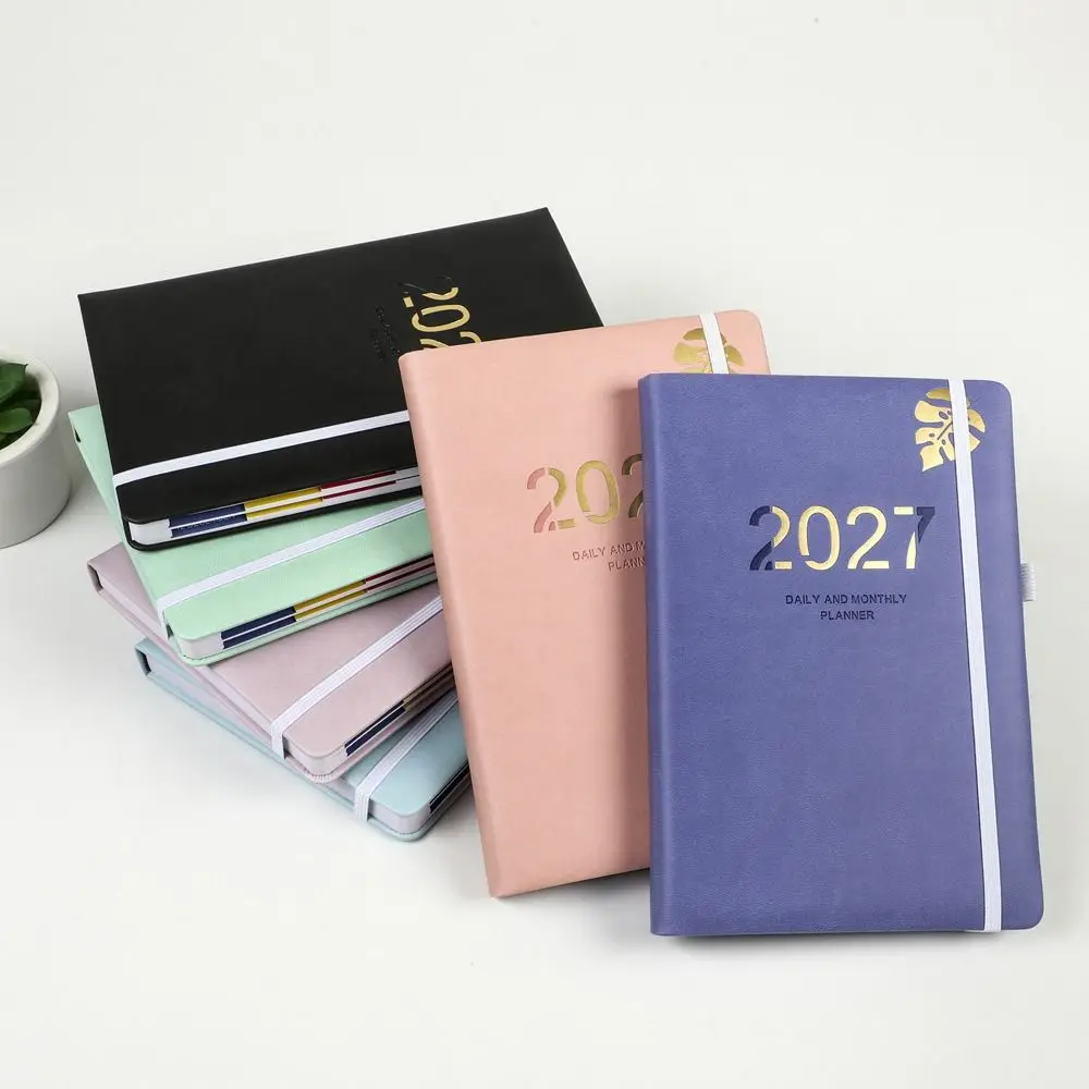Portable A5 2027 Agenda Book To Do List Textured PU Schedule Book Planner Reminder Daily Planner Book Gift Giving