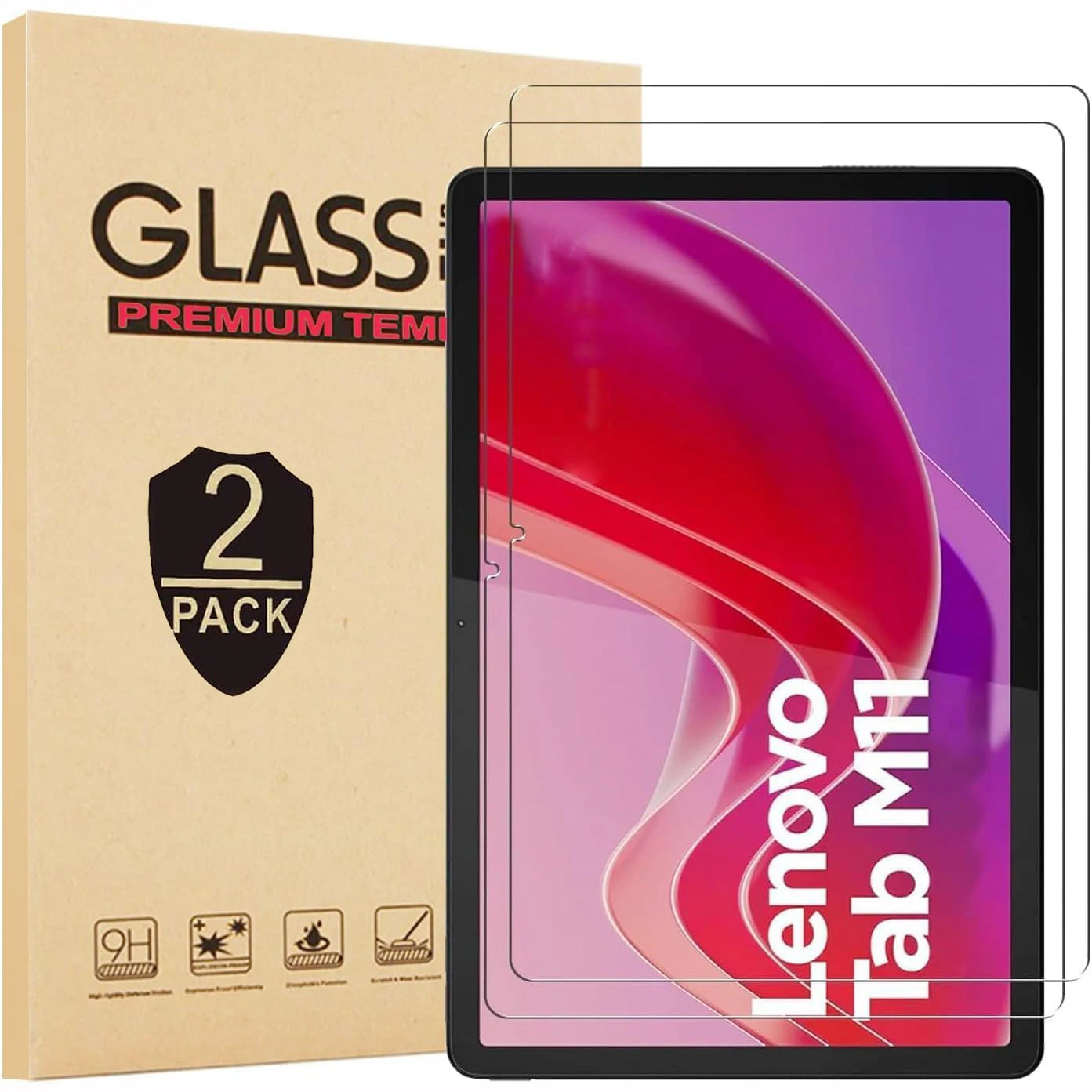 2pcs 9H Tempered Glass For Lenovo Tab M11 2024 11'' TB330FU 
