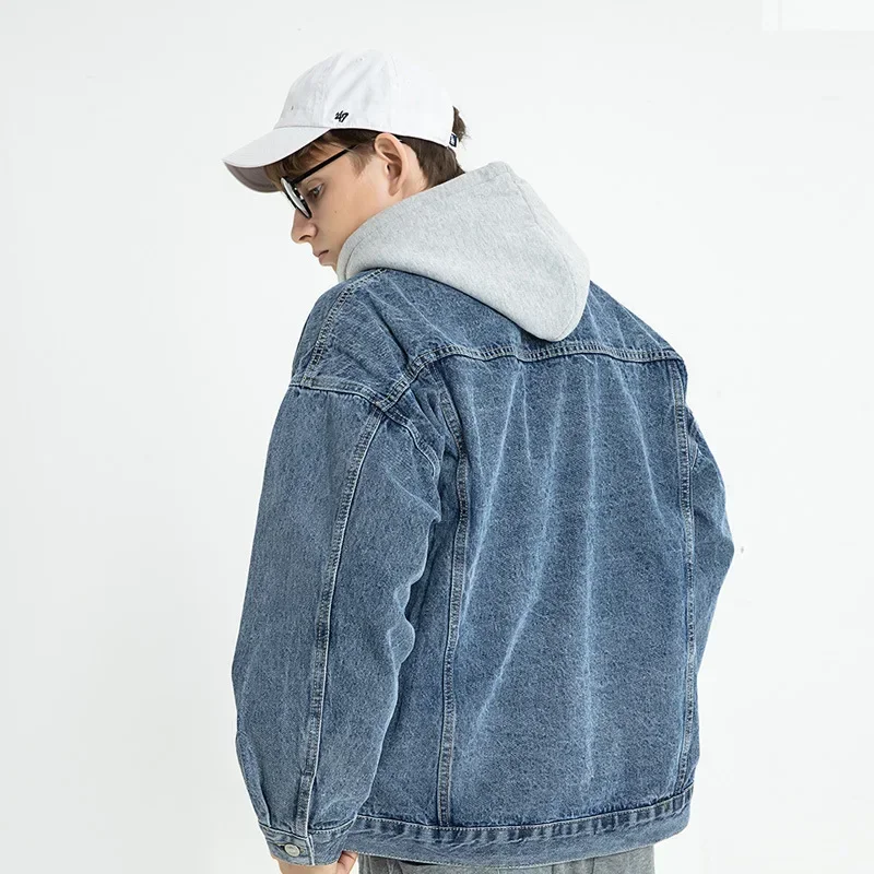 Denim Jacket Spring And Autumn Hooded Loose Cargo Wind Jacket Jacket Casual Style Personality Retro Clothes