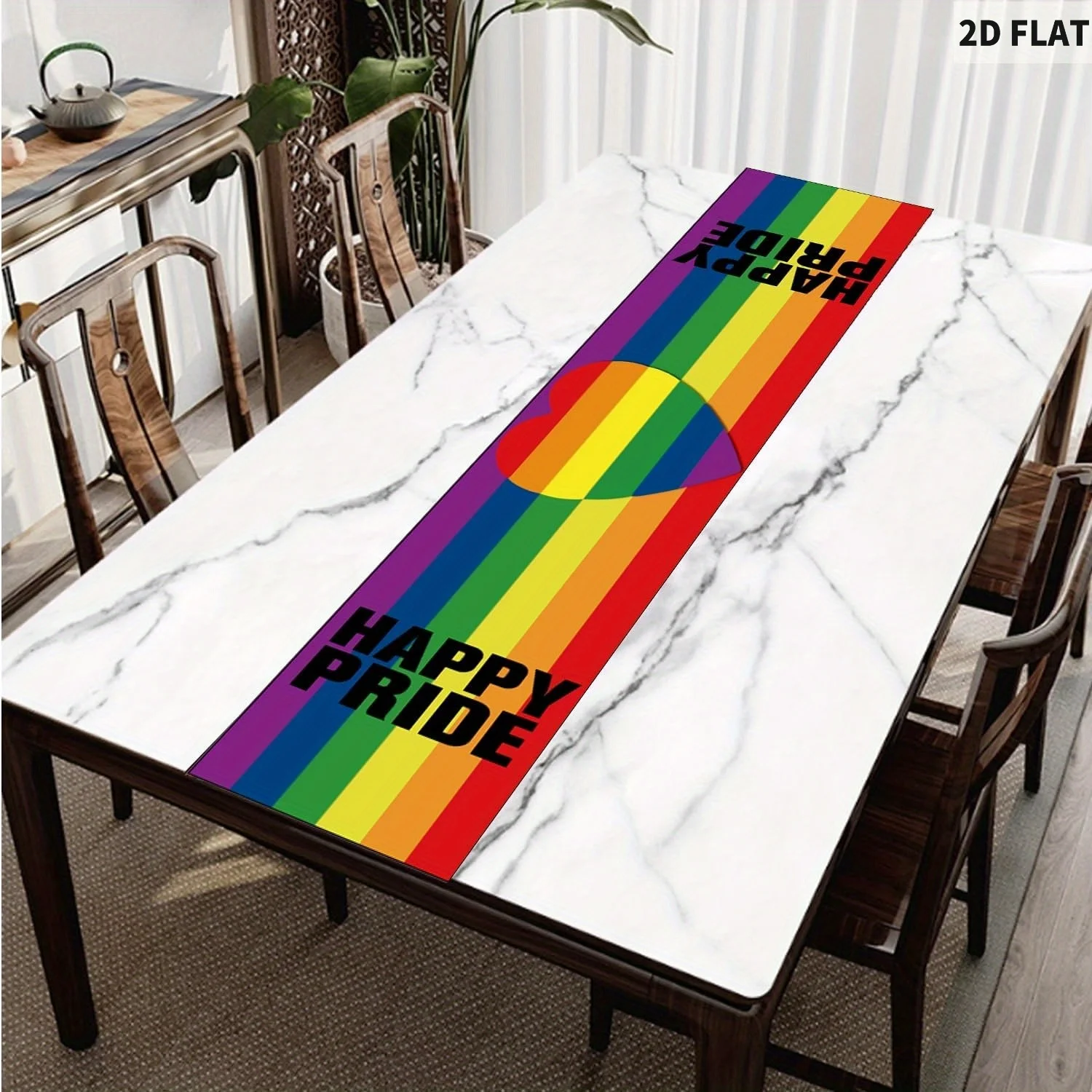 

1pc Happy Pride Polyester Table Runner, 35x180cm Rainbow LGBTQ Gay Pride Bisexual Transgender Love Wins Table Decorations