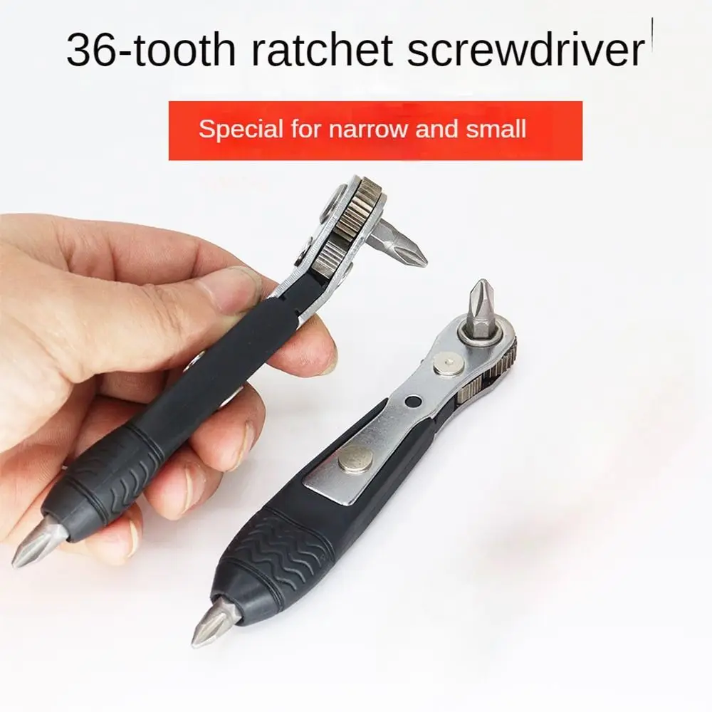 1Pc Mini Ratchet Screwdriver 36-tooth with Batch Socket Two-way Screwdriver L-shaped Turning Wrench Narrow Small Space Gap