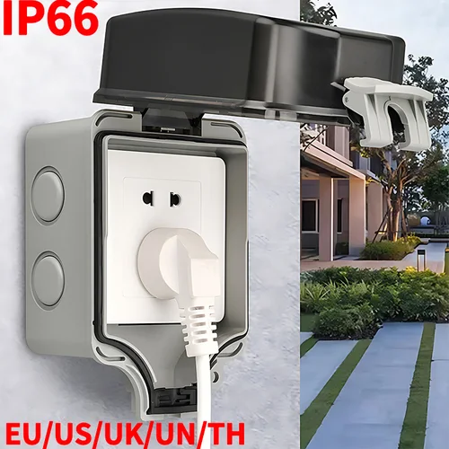  Caja de distribución de energía ABS resistente al agua IP66 | Panel de interruptores montado en superficie tipo 86 para exteriores con cubierta para lluvia 