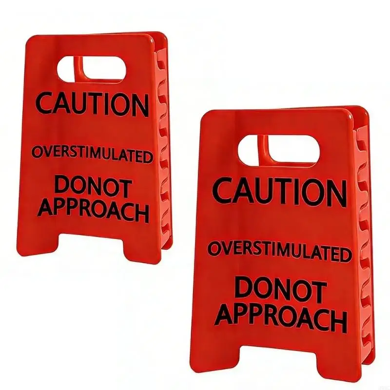 

39BC 2Pcs Funny Caution Sign Hair Clip for Children Overstimulated Warning Hairpin