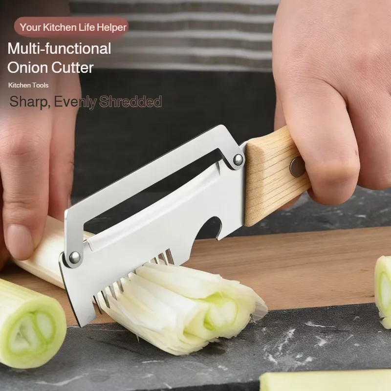 Multifunctional Stainless Steel Onion Cutter 3 In 1 Easy Cleaning Vegetable Slicer Kitchen Tool