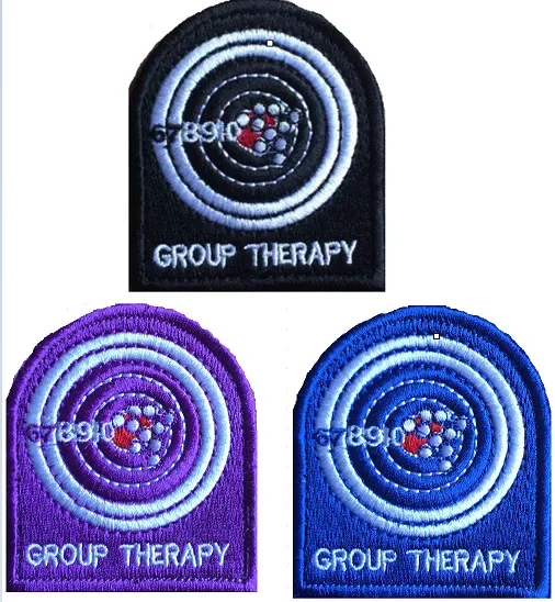 GROUP THERAPY Embroidery Patch Shooting Target Morale Badge Hook Back with Loop Side Tactical Gears for Outdoor Backpack DIY