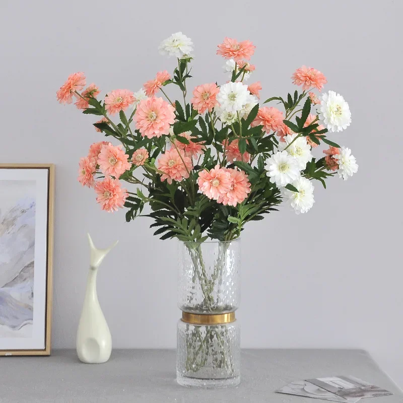 80CM 9-Head Hundred Day Chrysanthemum Artificial Flower Long Branch Silk Flower Home Decoration Wedding Road Guide Silk Flower