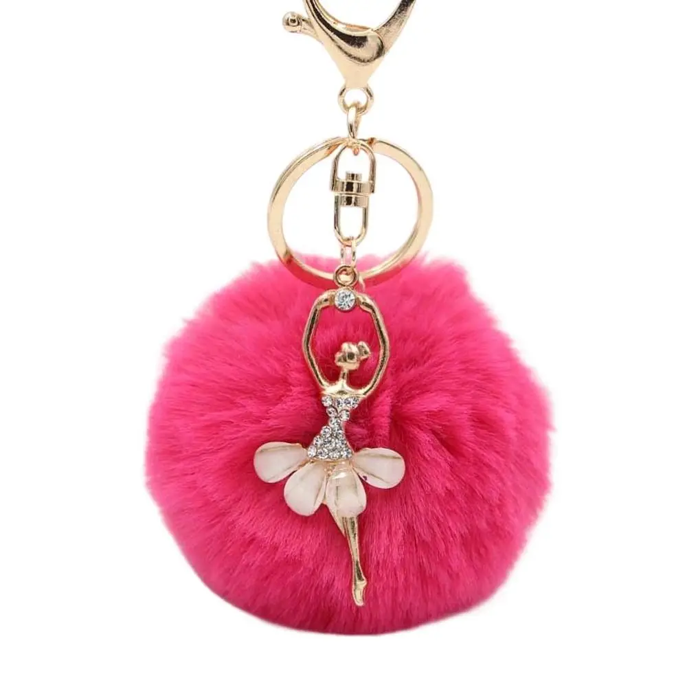 Gift Dancing Women Women Trinket Fake Fur Key Chain Little Angel Car keychain Fur Ball Keyring Ballet Angel Girl keychain