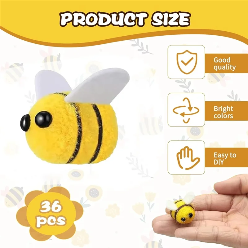 Boule de cheveux à pompon d'abeille en Polyester, 50 pièces, coiffure pour enfant, Figurines de mariage, bricolage, matériel fait à la main, chapeau, vêtements, décor